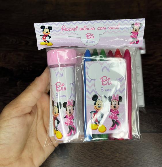 Kit Massinha, Giz de Cera e Bolinha de Sabão Minnie e Mickey