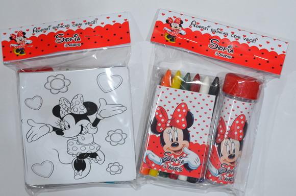 Kit Massinha, Giz de Cera e Bolinha de Sabão Minnie