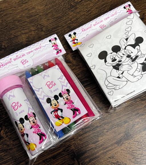 Kit Massinha, Giz de Cera e Bolinha de Sabão Minnie e Mickey