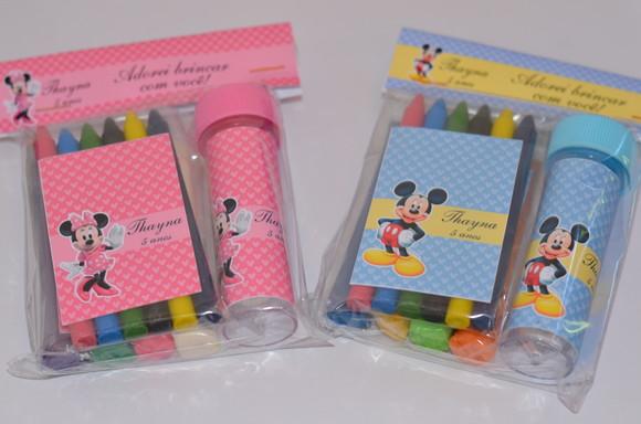 Kit Massinha, Giz de Cera e Bolinha de Sabão Minnie e Mickey