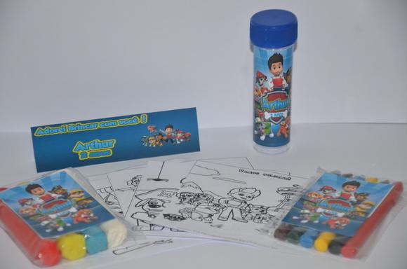 Kit Massinha, Giz de Cera e Bolinha de Sabão Patrulha Canina