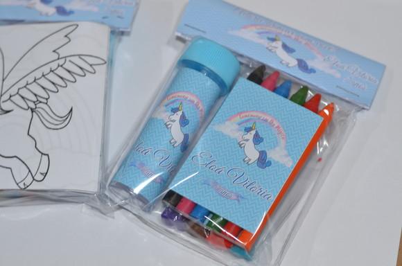 Kit Massinha, Giz de Cera e Bolinha de Sabão Unicórnio
