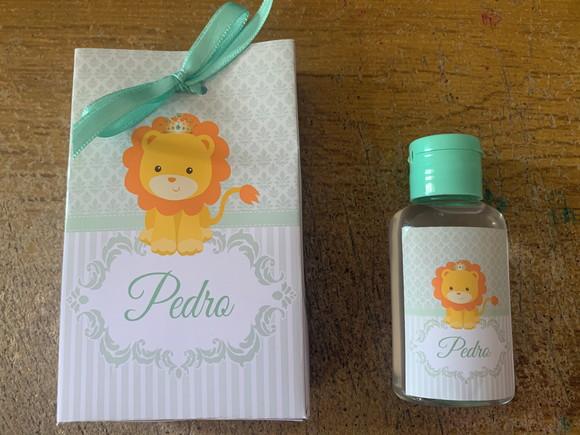Lembrancinha Álcool Gel com Sacolinha Leãozinho