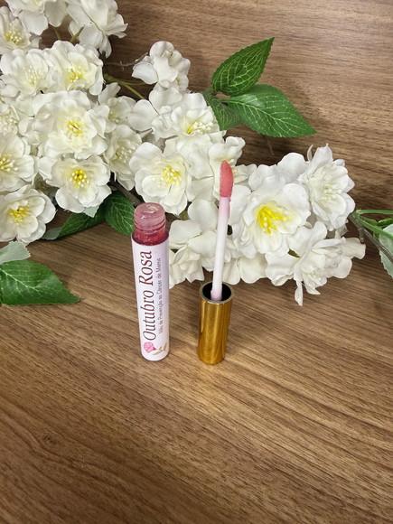 Lip Gloss com Card Personalizado Outubro Rosa