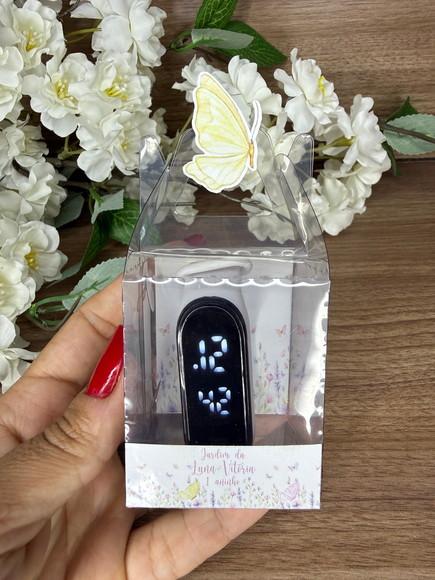 Relógio Infantil com Caixinha Personalizada Jardim Borboleta