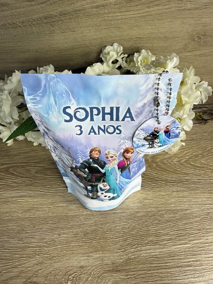 Saquinho Zip Lock Personalizado Frozen com Tag 19x12