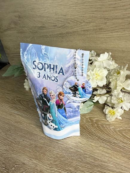 Saquinho Zip Lock Personalizado Frozen com Tag 19x12