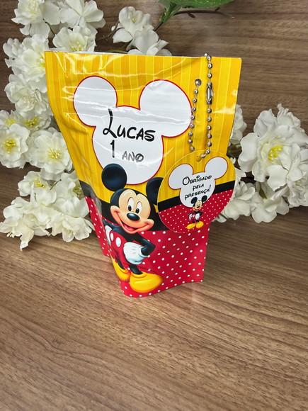 Saquinho Zip Lock Personalizado Mickey com Tag 15x10