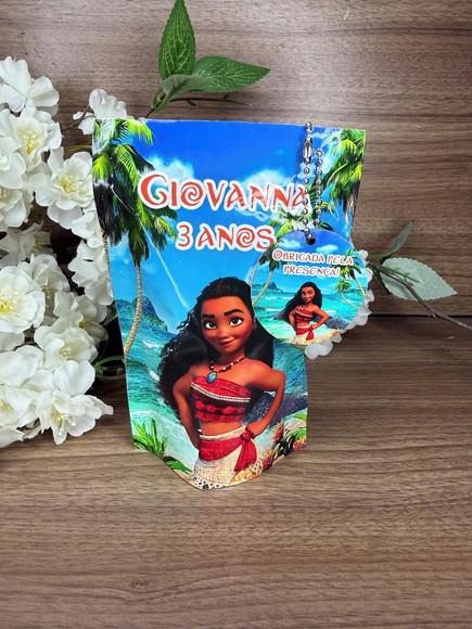 Saquinho Zip Lock Personalizado Moana com Tag 15x10
