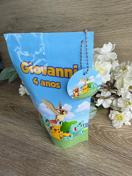 Saquinho Zip Lock Personalizado Pokemon com Tag 19x12
