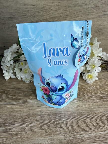 Saquinho Zip Lock Personalizado Stitch com Tag 19x12