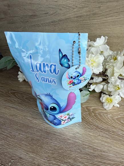 Saquinho Zip Lock Personalizado Stitch com Tag 19x12