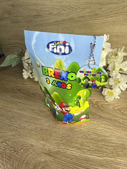 Saquinho Zip Lock Personalizado Super Mário com Tag 19x12