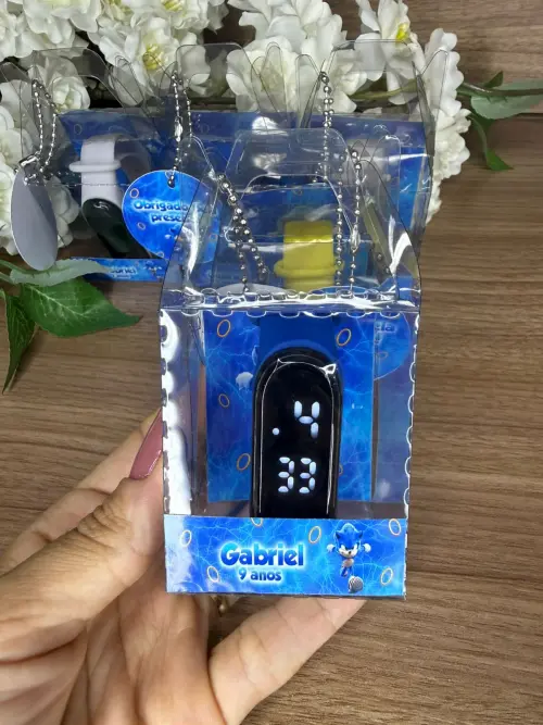 Relógio Digital Infantil com Caixinha Personalizada Sonic