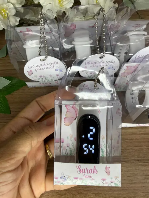 Relógio Digital Infantil com Caixinha Personalizada Borboletas
