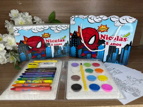 Estojo de Pintura 30 peças + Sacolinha Homem Aranha