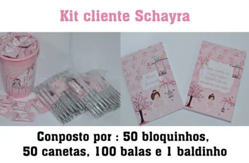 50 Bloquinhos + 50 Canetas + 100 Balas +1 Baldinho