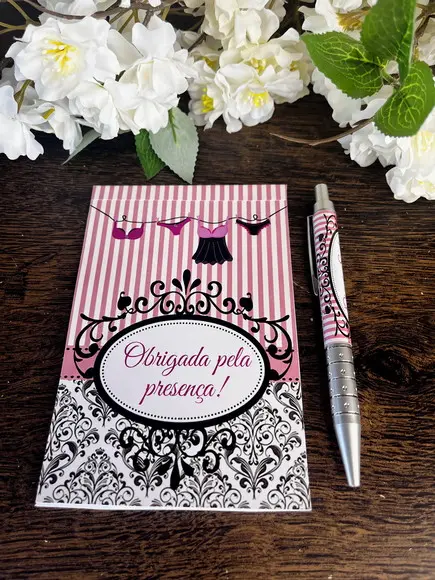 Bloquinho com Caneta Personalizado 14x10 Chá de Lingerie