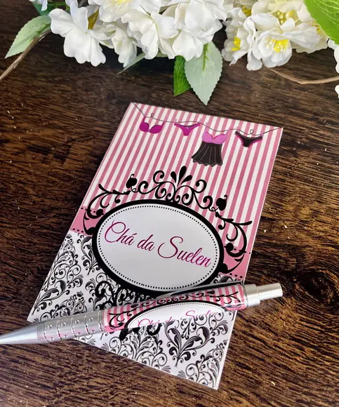 Bloquinho com Caneta Personalizado 14x10 Chá de Lingerie