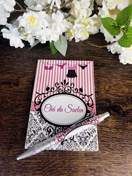 Bloquinho com Caneta Personalizado 14x10 Chá de Lingerie