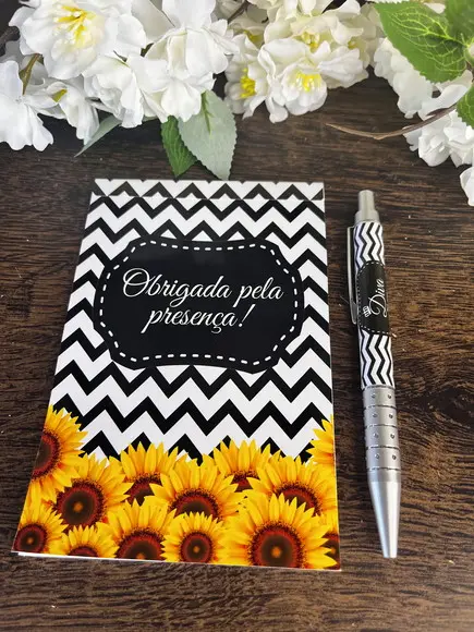 Bloquinho com Caneta Personalizado 14x10 Girassol