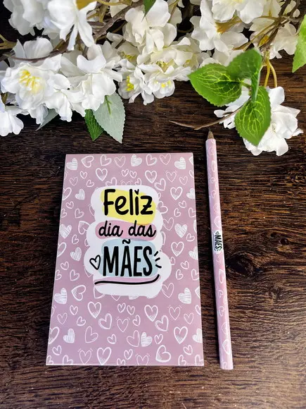 Bloquinho com Lapis Personalizado 14x10 Dia das Mães