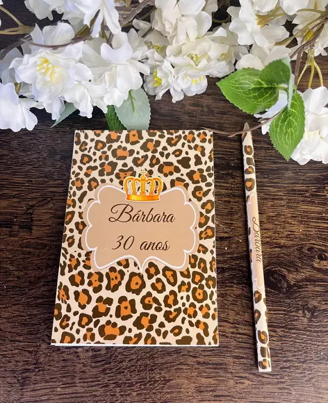 Bloquinho com Lapis Personalizado 14x10 Trintou Oncinha