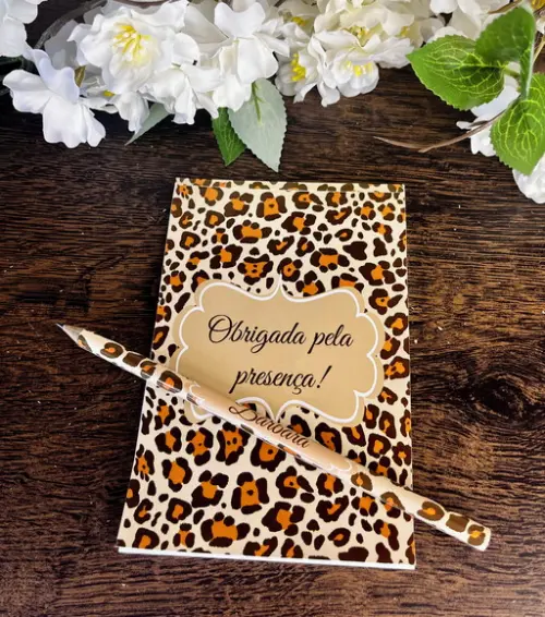 Bloquinho com Lapis Personalizado 14x10 Trintou Oncinha