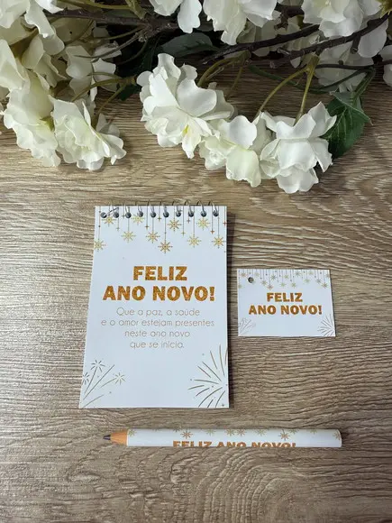 Bloquinho com Lápis Personalizado Natal / Boas Festas