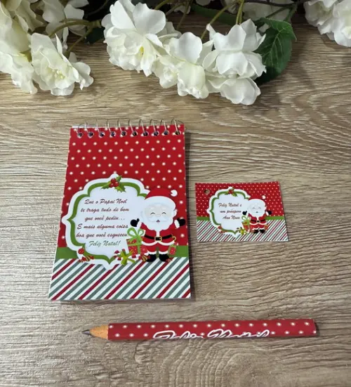 Bloquinho com Mini Lápis Personalizado Natal