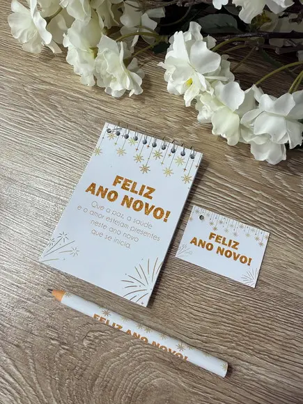 Bloquinho com Lápis Personalizado Natal / Boas Festas