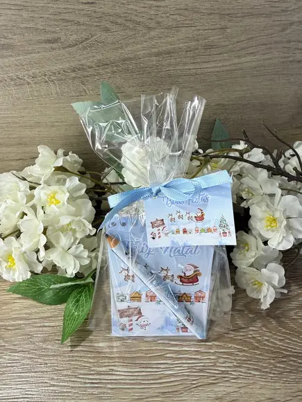 Bloquinho com Mini Lápis Personalizado Natal