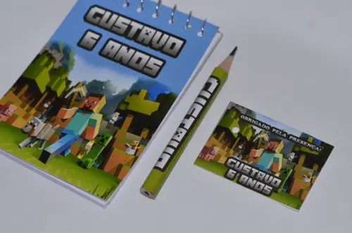 Bloquinho Personalizada com Lápis Minecraft