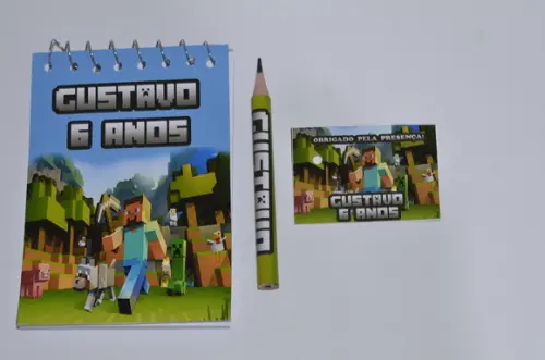 Bloquinho Personalizada com Lápis Minecraft