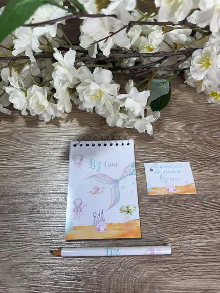 Bloquinho Personalizada com Lápis Sereia