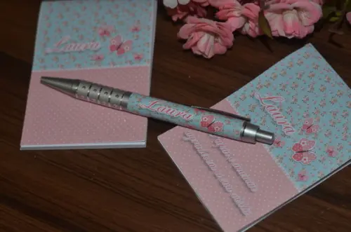 Bloquinho Personalizado com Caneta Borboleta