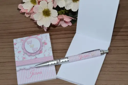 Bloquinho Personalizado com Caneta Borboletas