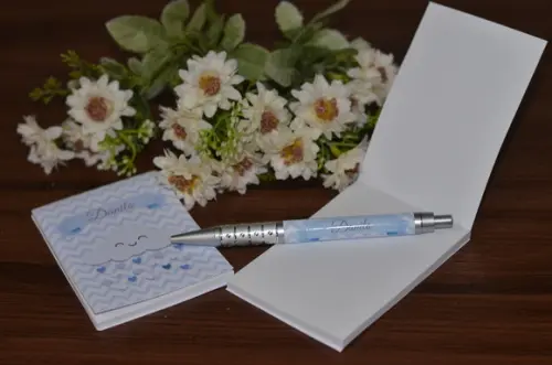 Bloquinho Personalizado com Caneta Chuva de Amor