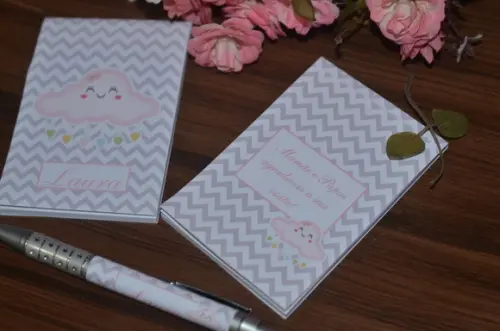 Bloquinho Personalizado com Caneta Chuva de Amor