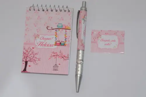 Bloquinho Personalizado com Caneta Corujinhas