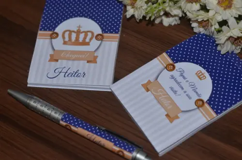 Bloquinho Personalizado com Caneta Coroa