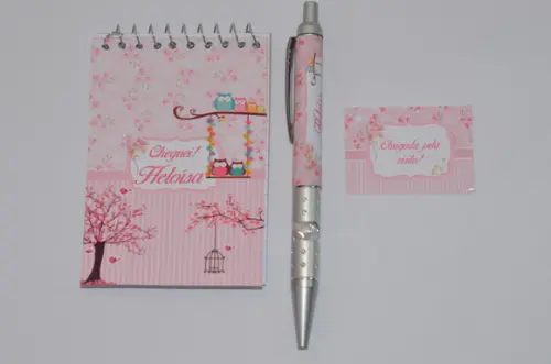 Bloquinho Personalizado com Caneta Corujinhas