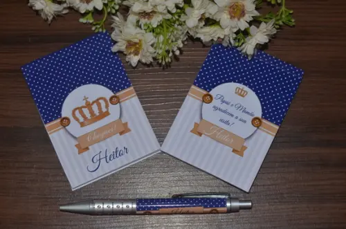 Bloquinho Personalizado com Caneta Coroa