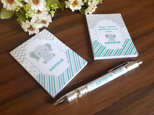 Bloquinho Personalizado com Caneta Elefante