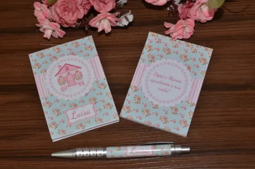 Bloquinho Personalizado com Caneta Floral