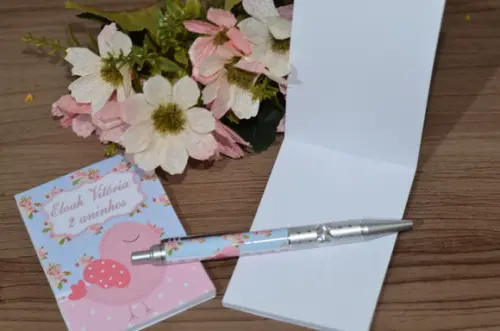 Bloquinho Personalizado com Caneta Floral