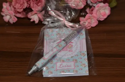 Bloquinho Personalizado com Caneta Floral