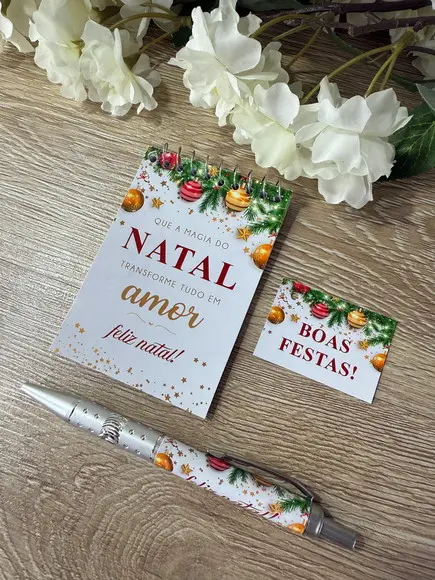 Bloquinho Personalizado com Caneta Natal