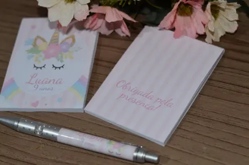 Bloquinho Personalizado com Caneta Unicórnio