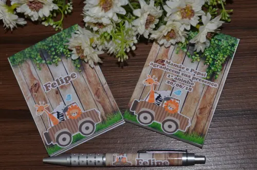 Bloquinho Personalizado com Caneta Safari